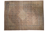 Distressed vintage Mahal carpet with diamond medallion and Herati field, apricot and blue, 9'9
