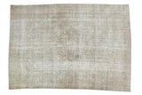 Vintage Distressed Kashan carpet, subtle medallion and allover pattern, muted ivory and sand tones, 8x11.