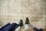 Distressed vintage Kashan rug showing mostly even wear to foundation and knot heads.