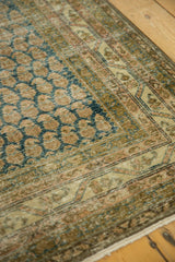 Distressed Malayer runner, Mir boteh motif, faded apricot border, and worn pile with foundation.