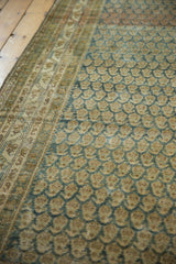 Distressed Malayer runner, diminutive repeating Mir boteh pattern in dusty blue and sand.