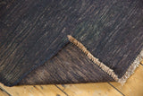 Dynamic charcoal texture of vintage Turkish Kilim, revealing reverse weave, foundation, and natural fringe.