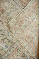 Vintage Sivas carpet detail: exposed foundation, distressed pile, and hand-knotted reverse.