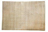Vintage distressed Kayseri carpet in antique ivory and beige, subtle floral, zig-zag border.