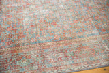 Distressed Persian Mahal carpet, worn sky blue and blush red Herati motif.