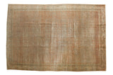 Distressed Mir Serbend carpet in chestnut terra cotta with faded boteh and traditional border.