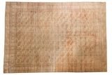 Distressed vintage Bokhara carpet with allover guls; ivory, blush, and rose tones. 7'10