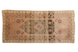 Distressed Oushak rug, stepped diamond medallion, abrashed chocolate, blush rose, silver, 1'8