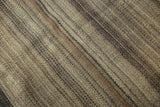 Moroccan Kilim with variegated chocolate, coffee, charcoal brown striped texture.