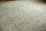 Angled view of the Samarkand Khotan style pattern in powder blue and antique ivory.