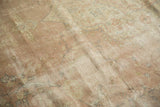 Distressed vintage Sparta carpet with mostly even wear showing knot heads and foundation.