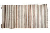 Vintage Moroccan Kilim rug runner with natural brown, ivory, and beige horizontal stripes, 5'8