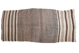 Vintage Moroccan Kilim runner, natural undyed ivory and brown stripes and striations, 5'1