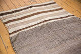 Moroccan Kilim runner with fine, natural undyed chocolate brown and ivory striations.