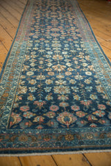 Hand-knotted vintage Lilihan rug runner fringe and detailed floral border.