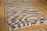 Vintage Moroccan Kilim, striated natural brown and beige flat weave pattern.