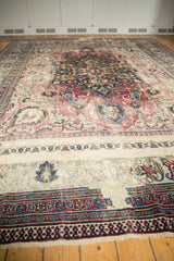 Decorative inner border of antique Khorassan carpet with Laleh Abassi motifs and distressed patina.