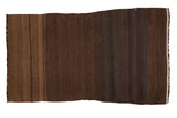 Vintage Turkish Kilim rug, horizontal striated bands in coffee and dark brown, 2'5