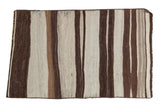 Vintage Turkish Kilim rug, striated vertical stripes in ivory, coffee, and dark chocolate, 2'4