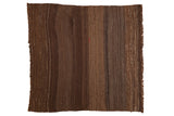 Vintage Turkish Kilim square rug with subtle natural brown and beige stripes, hand woven, 3'2
