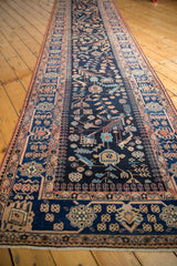 Angled perspective of a hand-knotted Persian runner showing the intricate bird and floral design.