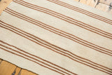 Textured hand woven Turkish Kilim runner with ivory and coffee brown triple stripes.
