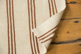 Vintage Turkish Kilim rug's ivory and coffee brown multi-banded flatweave texture.