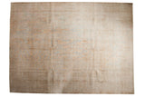 Distressed vintage Sivas carpet with subtle texture in antique ivory and pale bronze, 9'8