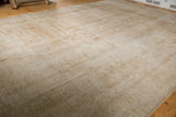 Distressed Sivas carpet close-up, showcasing even wear, exposed knot heads, and neutral tones.