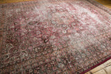 Distressed fuscia, raspberry, and charcoal floral vinery with lighter ivory knot heads.