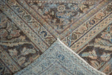 Distressed Persian Mahal carpet pile showing foundation with muted floral motifs and woven reverse.