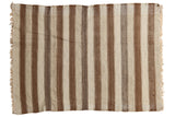 Vintage Moroccan hand-woven Kilim rug with neutral brown and ivory stripes, 2'7