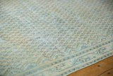 Distressed Mir Arak carpet, allover boteh design, prominent foundation, soft blue border.