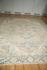 Vintage distressed Mehrivan rug with faded geometric Heriz-style floral patterns.