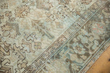 Vintage distressed Mehrivan carpet with geometric plant motifs, distinct abashes, and low pile texture.