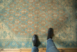 Distressed vintage Northwest Persian rug, aqua blue floral lattice with bronze tones.
