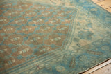 Vintage Distressed Northwest Persian rug, aqua blue budded floral lattice, bronze ground, even wear.