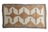 Vintage hand-knotted Persian Gabbeh rug with geometric copper brown and ivory, 3'10