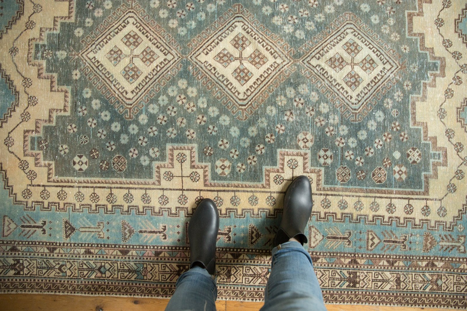 Vintage Distressed Sirjan Carpet