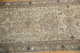 Vintage Distressed Hamadan runner, highlighting geometric serrated leaf patterns and faded texture.