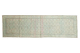 Vintage Distressed Serbend runner, allover Mir Boteh design, powder blue and pale raspberry abrashes, 3'2