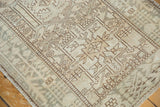 Distressed vintage Karaja runner, intricate geometric vinery in faded coffee brown on antique ivory.