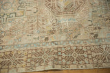 Distressed Karaja rug texture, faint foundation visible, geometric motifs, ivory, powder blue.