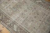 Vintage Hamadan runner's distressed pile, showing allover heart motifs and faint foundation.