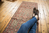 Antique Malayer runner, brick red, blush, silver Herati motif, dynamic abrash, even wear.