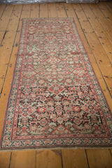 Antique Malayer runner: Herati allover pattern, dynamic abrash in brick red, blush, silver.