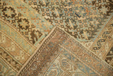 Corner view showing hand-knotted reverse and intricate geometric pile of the antique Caucasian carpet.