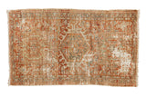 Distressed Karaja rug with terracotta, rust, and ivory triple geometric medallions, 2'2