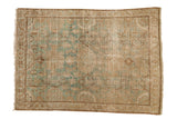 Distressed vintage Hamadan rug with faded celadon Herati pattern on ivory field, 4'6