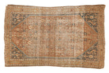 Antique Persian Shiraz rug, faded copper and navy Herati motif, 4'5